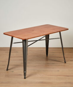 Gunmetal rectangular tolix style table – Wood Top