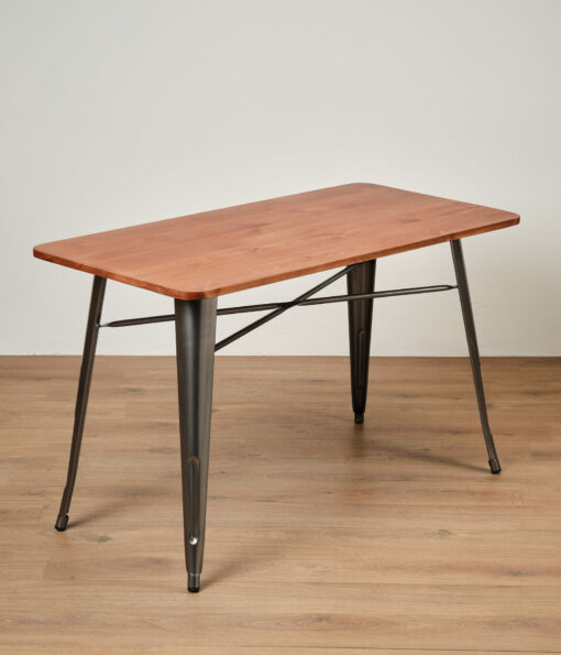 Gunmetal rectangular tolix style table – Wood Top