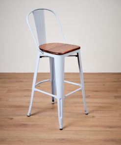 Light blue tolix style bar stool - Jollies commercial furniture