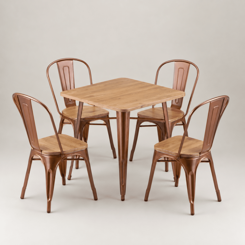 70cm x 70cm Vintage Copper Table & Chair Set