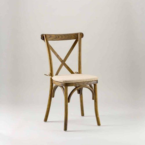 Antique Black Crossback Chair with tie on seat pad - Jollies Commercial Furniture